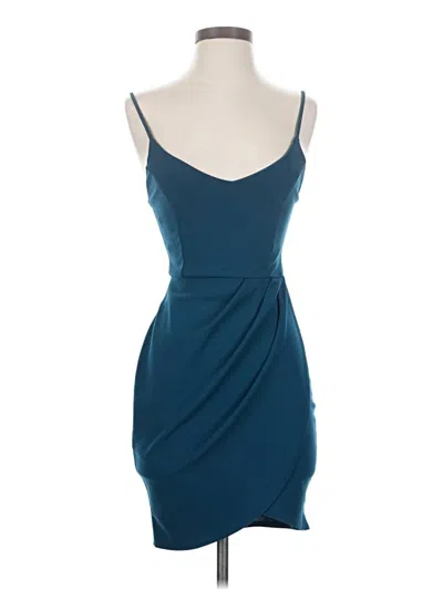 Pre-owned Lulus Sleeveless Top Teal Strapless Neckline Tops In Blue