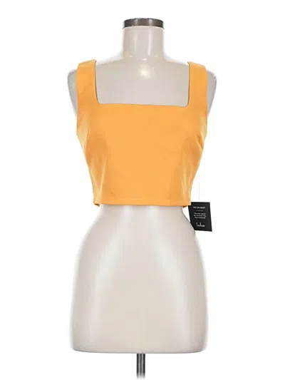 Lulus Sleeveless Top Yellow Square Neckline Tops In Brown
