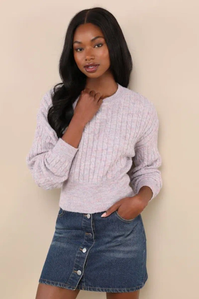 Lulus Snuggly Reputation Lilac Multi Space Dye Cable Knit Sweater