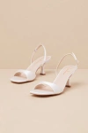 Lulus Soline White Satin Slingback Low Heel Sandals In White