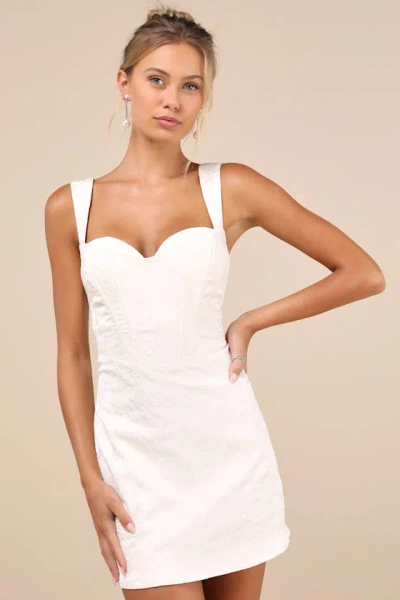 Lulus Sophisticated Celebration Ivory Jacquard Floral Mini Dress