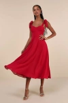 Lulus Sophisticated Charisma Berry Red Tie-strap A-line Midi Dress In Berry Red
