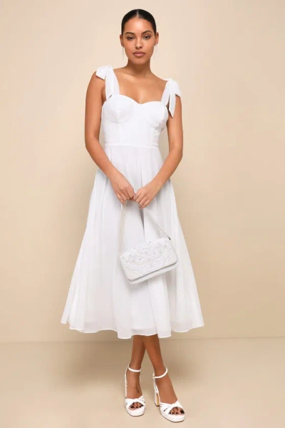 Lulus Sophisticated Charisma White Tie-strap A-line Midi Dress