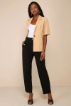 Lulus Sophisticated Company Black Straight Trouser Pants In Black