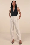 Lulus Sophisticated Company Light Beige Straight Leg Trouser Pants In Beige