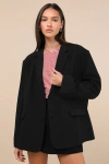Lulus Sophisticated Era Black Oversized Blazer In Black