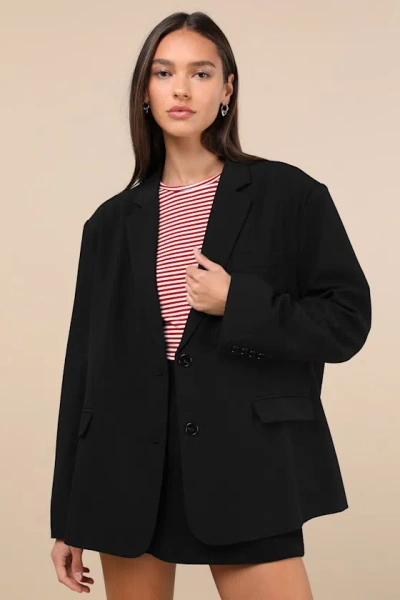 Lulus Sophisticated Era Black Oversized Blazer