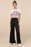 Lulus Sophisticated Inspiration Black High-rise Wide-leg Trousers In Black