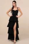 Lulus Sophisticated Occasion Black Bustier Lace-up Maxi Dress In Black
