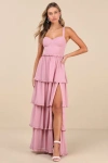 Lulus Sophisticated Occasion Pink Bustier Lace-up Maxi Dress In Pink