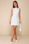 Lulus Sophisticated Selection White Sleeveless Backless Mini Dress In White