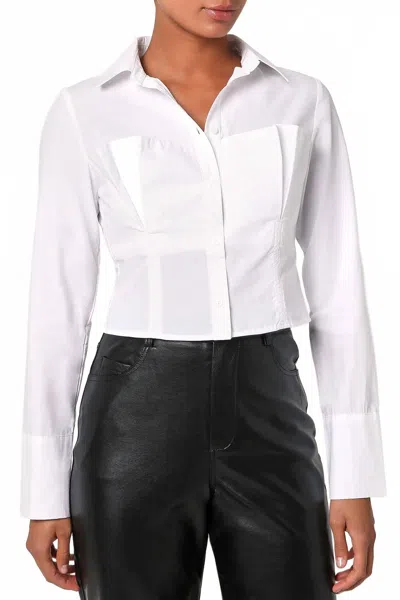 Lulus Sophisticated Twist Cropped Bustier Button-up Top In White