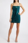 Lulus Sparkling Magic Emerald Green Sequin Lace-up Mini Dress In Shiny Emerald/emerald