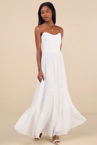 Lulus Special Moment White Strapless Bustier Maxi Dress