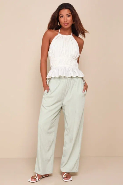 Lulus Sporty Charisma Light Sage Green Drawstring Toggle Pants