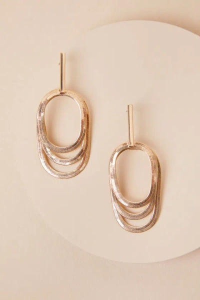 Lulus Staas Gold Snake Chain Layered Drop Earrings
