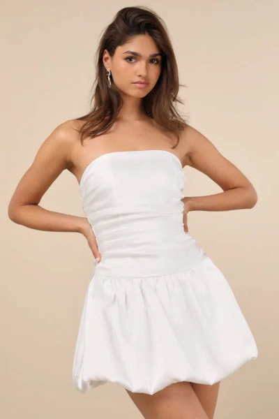 Lulus Stately Stunner White Drop Waist Bubble-hem Mini Dress