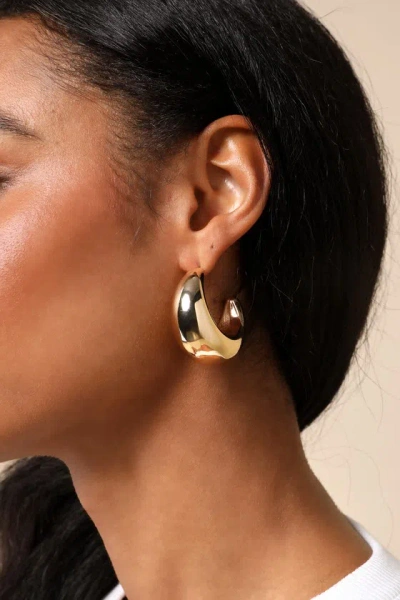 Lulus Statement-making Moment Gold Chunky Puffy Hoop Earrings