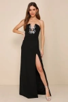 Lulus Striking Aura Black Pearl Strapless Mermaid Maxi Dress In Black