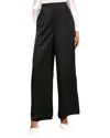 Lulus Stunning Chicness Black Satin High-rise Wide-leg Pants In Black