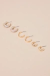 Lulus Stunning Collection Gold Rhinestone Hoop Earring Set In Gold
