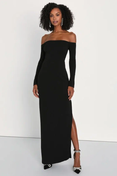 Lulus Stunning Excellence Black Off-the-shoulder Maxi Dress