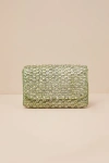 Lulus Stunning Glow Gold And Green Beaded Rectangular Mini Clutch In Gold And Green