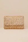 Lulus Stunning Glow Gold Beaded Rectangular Mini Clutch In Gold