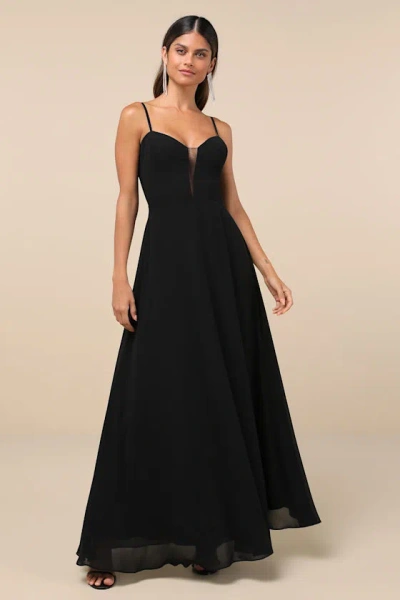 Lulus Stunning Grace Black Cutout A-line Maxi Dress