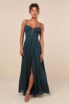 Lulus Stunning Grace Emerald Green Cutout A-line Maxi Dress In Emerald Green