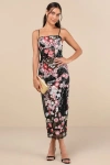 Lulus Stunning Impact Black Sheer Embroidered Floral Sequin Midi Dress In Black