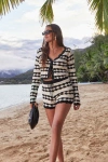 Lulus Stylish Bliss Ivory And Black Striped Crochet Shorts In Black