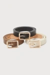 Lulus Stylish Setup Black, Ivory, And Brown Three-piece Belt Set In Black