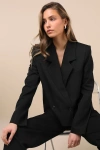 Lulus Suave Presence Black Cropped Blazer In Black