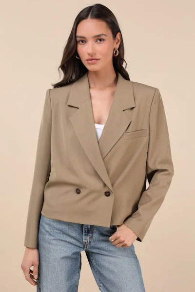 Lulus Suave Presence Tan Cropped Blazer