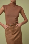 Lulus Suki Light Brown Mock Neck Cap Sleeve Sweater Top In Brown