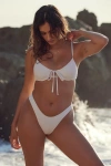 Lulus Summer Sensation White Crinkle Underwire Tie-front Bikini Top In White