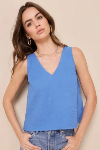 Lulus Summer Spirit Blue Cotton Tank Top