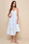 LULUS SUNNY POISE WHITE COTTON EYELET EMBROIDERED MIDI DRESS