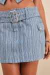 Lulus Sunny Theme Blue Striped Belted Cargo Mini Skirt In Blue
