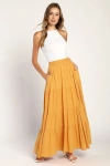 Lulus Sunset By The Sea Mustard Yellow Embroidered Tiered Maxi Skirt In Mustard Yellow