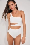 Lulus Sunshine Glow White Cutout One-piece Swimsuit In White