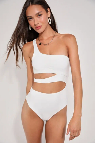 Lulus Sunshine Glow White Cutout One-piece Swimsuit