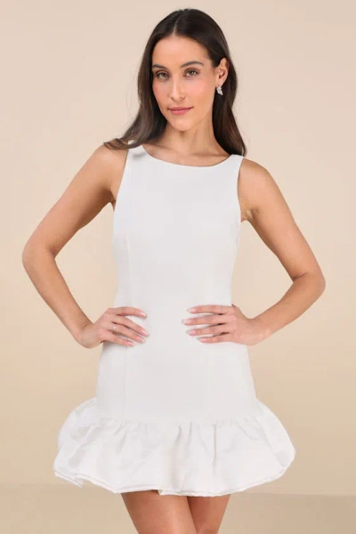 Lulus Superb Aura White Ruffled Drop Waist Mini Dress