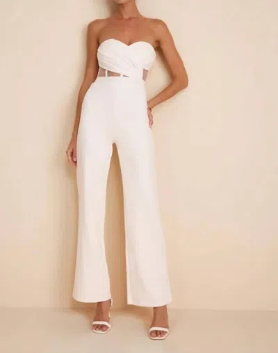 Lulus Surely Stunning Strapless Bustier Jumpsuit In Ivory In White