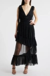 Lulus Sutton Swiss Dot Midi Dress In Black