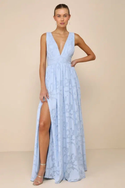 Lulus Sweet Sophistication Light Blue Burnout Floral Maxi Dress