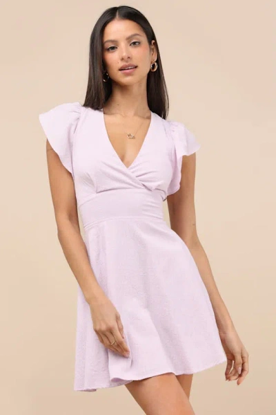 Lulus Sweeten Me Up Lilac Flutter Sleeve Mini Dress With Pockets