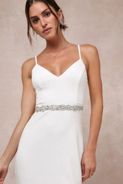 Lulus Sweetest Ending Silver Rhinestone Bridal Belt In White