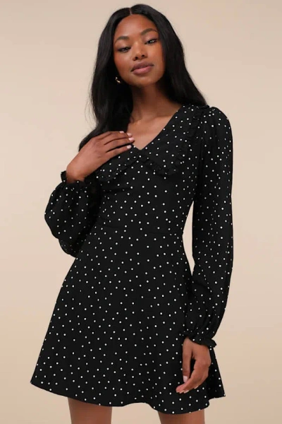 Lulus Sweetie Aura Black And White Polka Dot Mini Dress